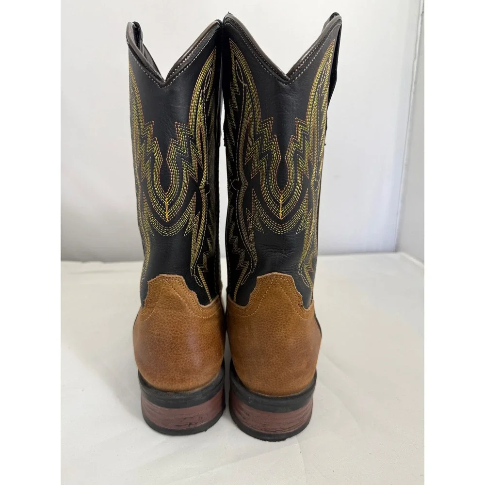 JB Dillon Cowboy Boots JBCE2000Y Western Square Toe‎ Youth Size 5.5 Brown Black